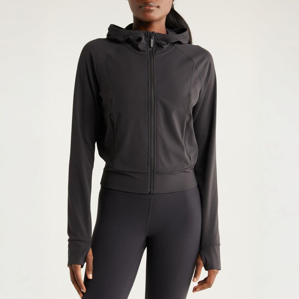 NWOT Zella Cropped Zippered Hooded Jacket *Flawed - Picture 2 of 10